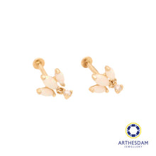 Load image into Gallery viewer, Arthesdam Jewellery 14K Gold Triple Opal Crown with Dangling Stone Earrings (Flat-back)
