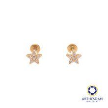 Load image into Gallery viewer, Arthesdam Jewellery 14K Gold Sparkling Star Earrings (Flat-back)
