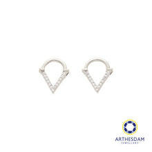 Load image into Gallery viewer, Arthesdam Jewellery 14K White Gold Sparkling Cone Hoop Earring/ Septum Ring
