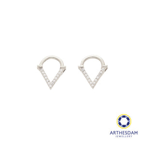 Arthesdam Jewellery 14K White Gold Sparkling Cone Hoop Earring/ Septum Ring