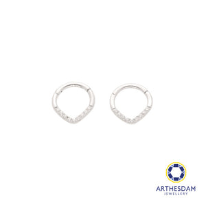 Arthesdam Jewellery 14K White Gold Sparkling V Hoop Earring/ Septum Ring