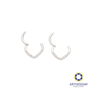 Arthesdam Jewellery 14K White Gold Sparkling V Hoop Earring/ Septum Ring