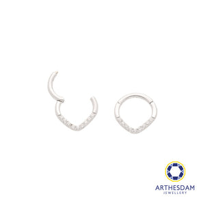 Arthesdam Jewellery 14K White Gold Sparkling V Hoop Earring/ Septum Ring