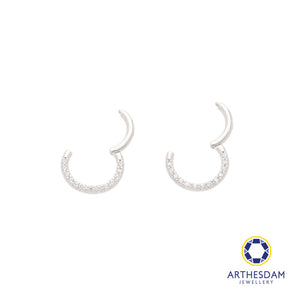 Arthesdam Jewellery 14K White Gold Sparkling Round Hoop Earring/ Septum Ring