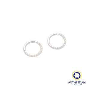 Arthesdam Jewellery 14K White Gold Sparkling Round Hoop Earring/ Septum Ring