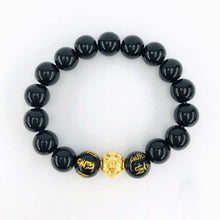 Load image into Gallery viewer, Arthesdam Jewellery 999 Gold Wealthy Ball Black Obsidian Beaded Bracelet
