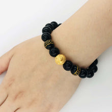 Load image into Gallery viewer, Arthesdam Jewellery 999 Gold Wealth Ball Obsidian Bracelet
