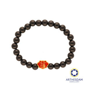 Arthesdam Jewellery 999 Gold 福 Wealth Lock Beaded Bracelet (S)