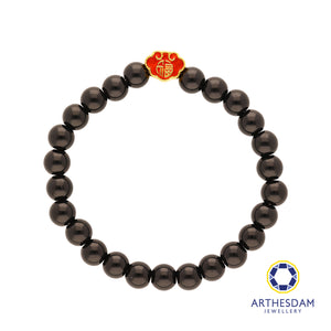 Arthesdam Jewellery 999 Gold 福 Wealth Lock Beaded Bracelet (L)