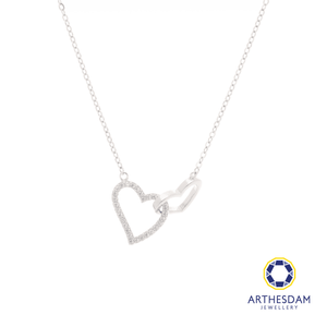 Arthesdam Jewellery 925 Silver Moissanite Interlock Hearts Necklace