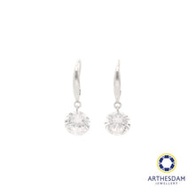 Load image into Gallery viewer, Arthesdam Jewellery 925 Silver Dangling Solitaire Earrings
