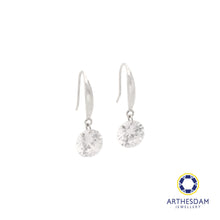 Load image into Gallery viewer, Arthesdam Jewellery 925 Silver Dangling Solitaire Earrings
