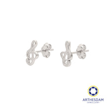 Load image into Gallery viewer, Arthesdam Jewellery 18K White Gold G clef Earrings
