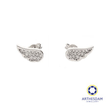 Load image into Gallery viewer, Arthesdam Jewellery 18K White Gold Angel Wing Earrings
