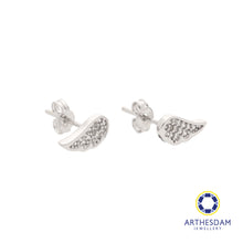 Load image into Gallery viewer, Arthesdam Jewellery 18K White Gold Angel Wing Earrings
