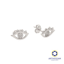 Load image into Gallery viewer, Arthesdam Jewellery 18K White Gold Sparkly Eyes Earrings
