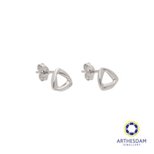 Load image into Gallery viewer, Arthesdam Jewellery 18K White Gold Abstract Triangle Outline Earrings
