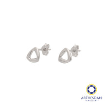 Load image into Gallery viewer, Arthesdam Jewellery 18K White Gold Abstract Triangle Outline Earrings
