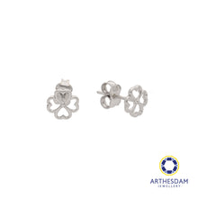 Load image into Gallery viewer, Arthesdam Jewellery 18K White Gold Lucky Clover Earring
