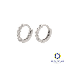 Load image into Gallery viewer, Arthesdam Jewellery 18K White Gold Petite Flower Hoop Earrings
