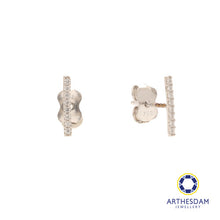 Load image into Gallery viewer, Arthesdam Jewellery 18K White Gold Line Solitaire Earrings
