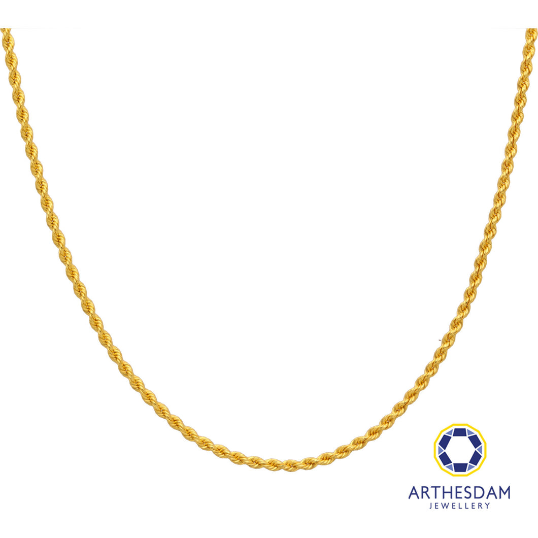 Arthesdam Jewellery 916 Gold Modern Rope Necklace Chain