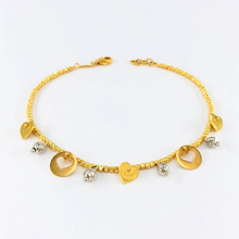 Load image into Gallery viewer, Arthesdam Jewellery 916 Gold Double Love Heart Dangling Bracelet
