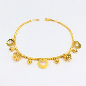 Arthesdam Jewellery 916 Gold Double Love Heart Dangling Bracelet