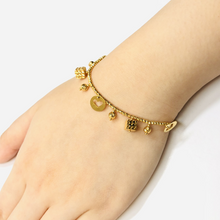 Load image into Gallery viewer, Arthesdam Jewellery 916 Gold Double Love Heart Dangling Bracelet
