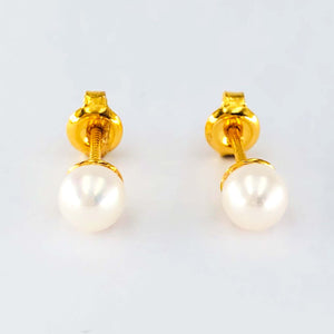 Arthesdam Jewellery 916 Gold Dainty Pearl Earrings