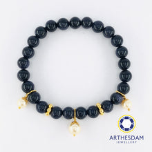 Load image into Gallery viewer, Arthesdam Jewellery 916 Gold Dangling Pearls Bluesand Quartz Bracelet
