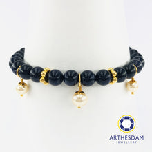 Load image into Gallery viewer, Arthesdam Jewellery 916 Gold Dangling Pearls Bluesand Quartz Bracelet
