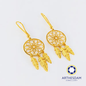 Arthesdam Jewellery 916 Gold Intricate Dreamcatcher Earrings