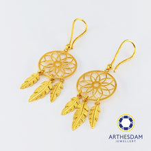 Load image into Gallery viewer, Arthesdam Jewellery 916 Gold Intricate Dreamcatcher Earrings
