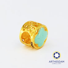 Load image into Gallery viewer, Arthesdam Jewellery 916 Gold Mint Green Clover Bead Charm
