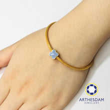 Load image into Gallery viewer, Arthesdam Jewellery 916 Gold Pastel Blue Clover Spacer Charm
