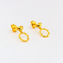 Load image into Gallery viewer, Arthesdam Jewellery 916 Gold Heart Dangling Circle Earrings
