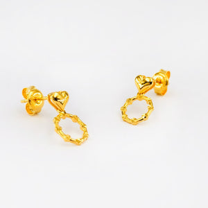 Arthesdam Jewellery 916 Gold Heart Dangling Circle Earrings