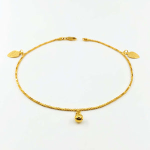 Arthesdam Jewellery 916 Gold Sparkling Box Anklet with Charms