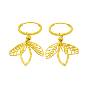 Arthesdam Jewellery 916 Gold Dangling Leaves Hoop Earrings