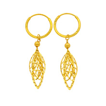 Load image into Gallery viewer, Arthesdam Jewellery 916 Gold Dangling Leaves Hoop Earrings
