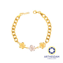 Load image into Gallery viewer, Arthesdam Jewellery 916 Gold Two-Toned Trio Flower Bracelet
