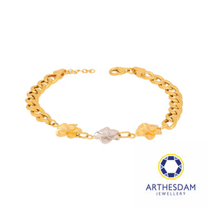 Arthesdam Jewellery 916 Gold Two-Toned Trio Flower Bracelet