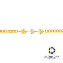 Load image into Gallery viewer, Arthesdam Jewellery 916 Gold Two-Toned Trio Flower Bracelet
