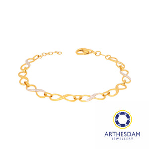 Arthesdam Jewellery 916 Gold Two-Toned Faceted Linked Infinity Bracelet