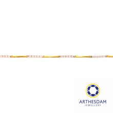 Load image into Gallery viewer, Arthesdam Jewellery 916 Gold Two-Toned Semi-Stiff Stone Tube Bracelet
