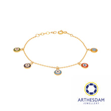 Load image into Gallery viewer, Arthesdam Jewellery 916 Gold Multi-Colour Evil Eye Bracelet
