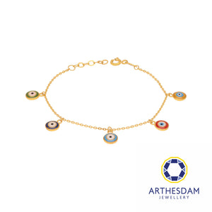 Arthesdam Jewellery 916 Gold Multi-Colour Evil Eye Bracelet