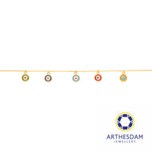 Load image into Gallery viewer, Arthesdam Jewellery 916 Gold Multi-Colour Evil Eye Bracelet
