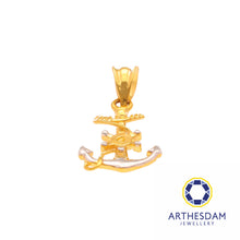 Load image into Gallery viewer, Arthesdam Jewellery 916 Gold Anchor with Wheel Pendant
